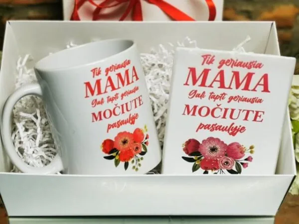 Rinkinukas žvakė ir puodelis Mama Močiutė
