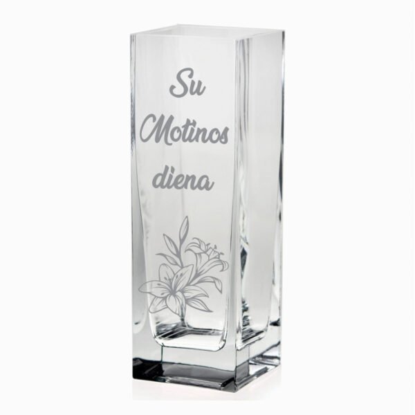 Stiklinė graviruota vaza Su motinos diena 30cm