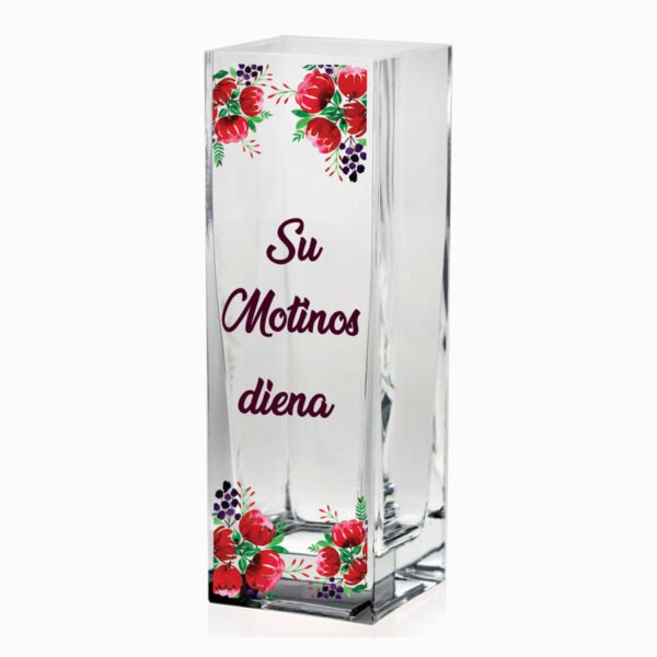 Stiklinė vaza spalvota Su motinos diena