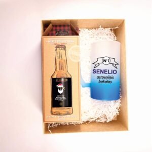 Senelio bokalas su alaus buteliuku