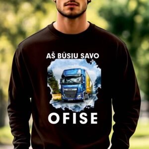 Juodos spalvos džemperis Daf aš būsiu savo ofise