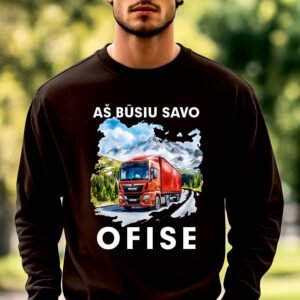 Juodos spalvos džemperis Man aš būsiu savo ofise