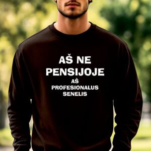 Juodos spalvos džemperis Aš ne pensijoje