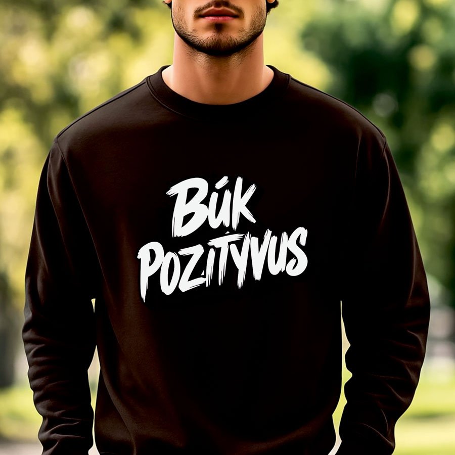 Juodos spalvos džemperis Būk pozityvus