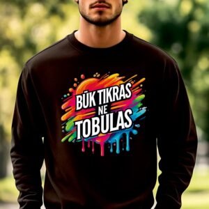 Juodos spalvos džemperis Būk tikras ne tobulas