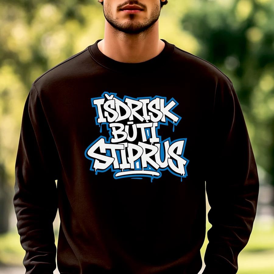 Juodos spalvos džemperis Išdrįsk būti stiprus