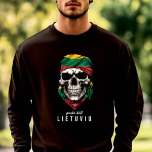 Juodos spalvos džemperis Garbė būti Lietuviu skeletonas
