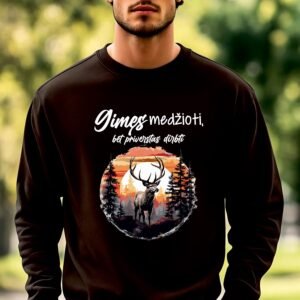 Juodos spalvos džemperis Gimęs medžioti bet priverstas dirbti spalvotas