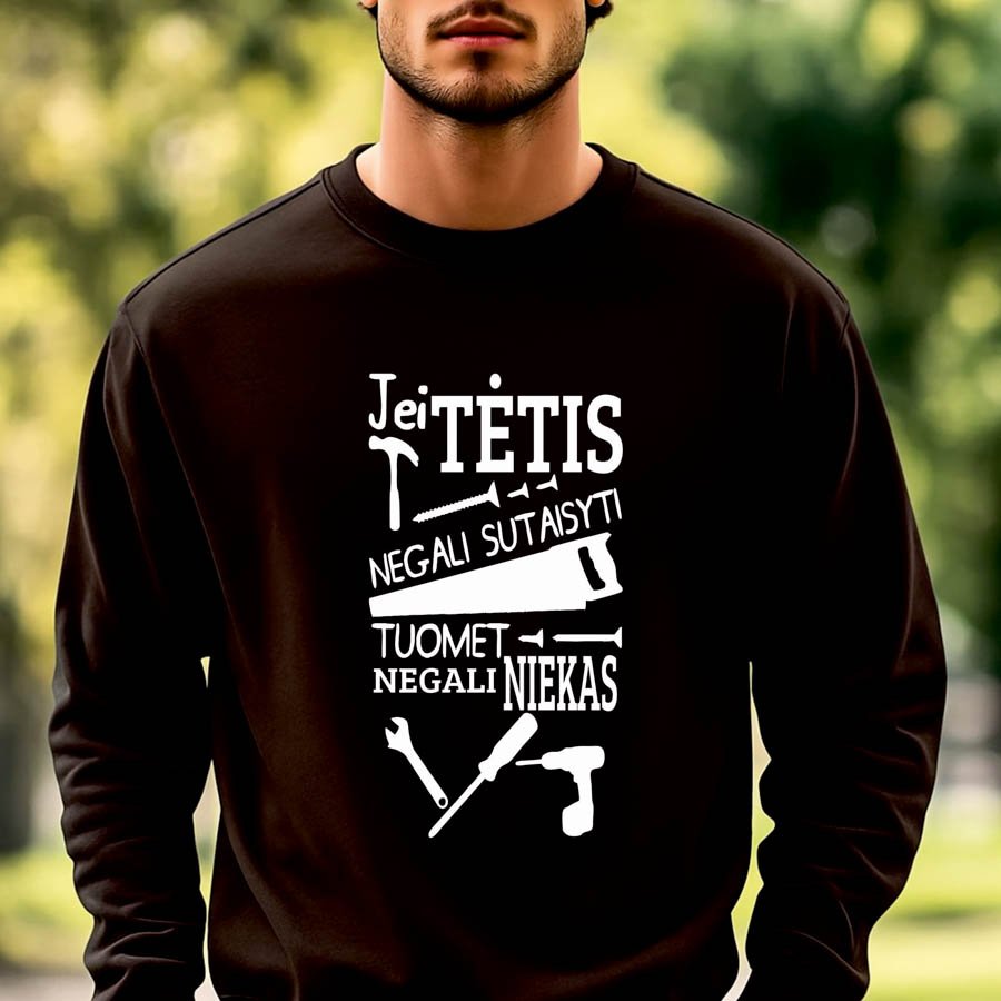 Juodos spalvos džemperis Jei tėtis negali sutaisyti