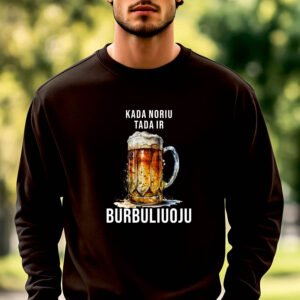 Juodos spalvos vyriškas džemperis Kada noriu tada ir burbuliuoju