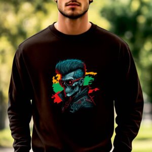 Juodos spalvos džemperis Kaukuolė rokeris