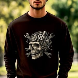 Juodos spalvos džemperis Kaukuolė su varžtais