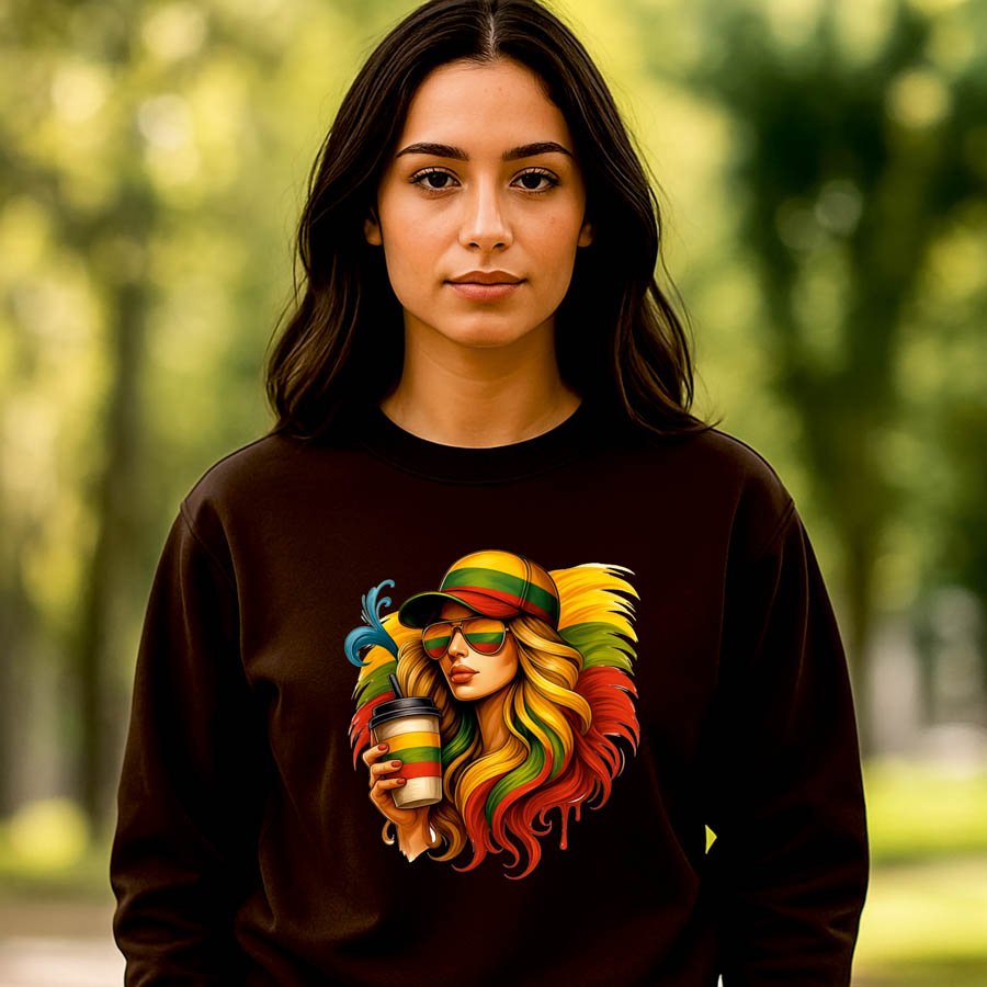 Juodos spalvos džemperis Lietuvaitė su kava