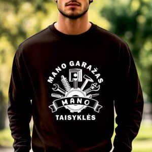 Juodos spalvos džemperis Mano garažas mano taisyklės