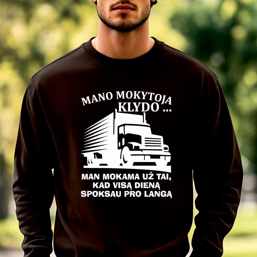 Juodos spalvos džemperis Mano mokytoja klydo