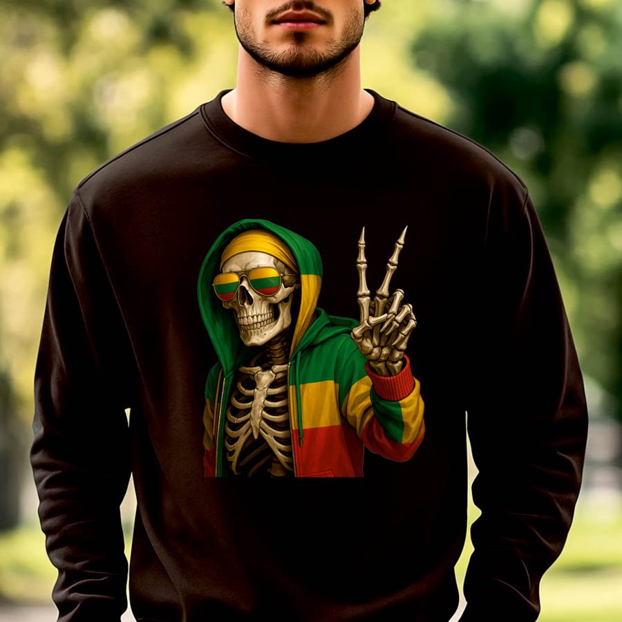 Juodos spalvos džemperis Skeletonas su džemperiu