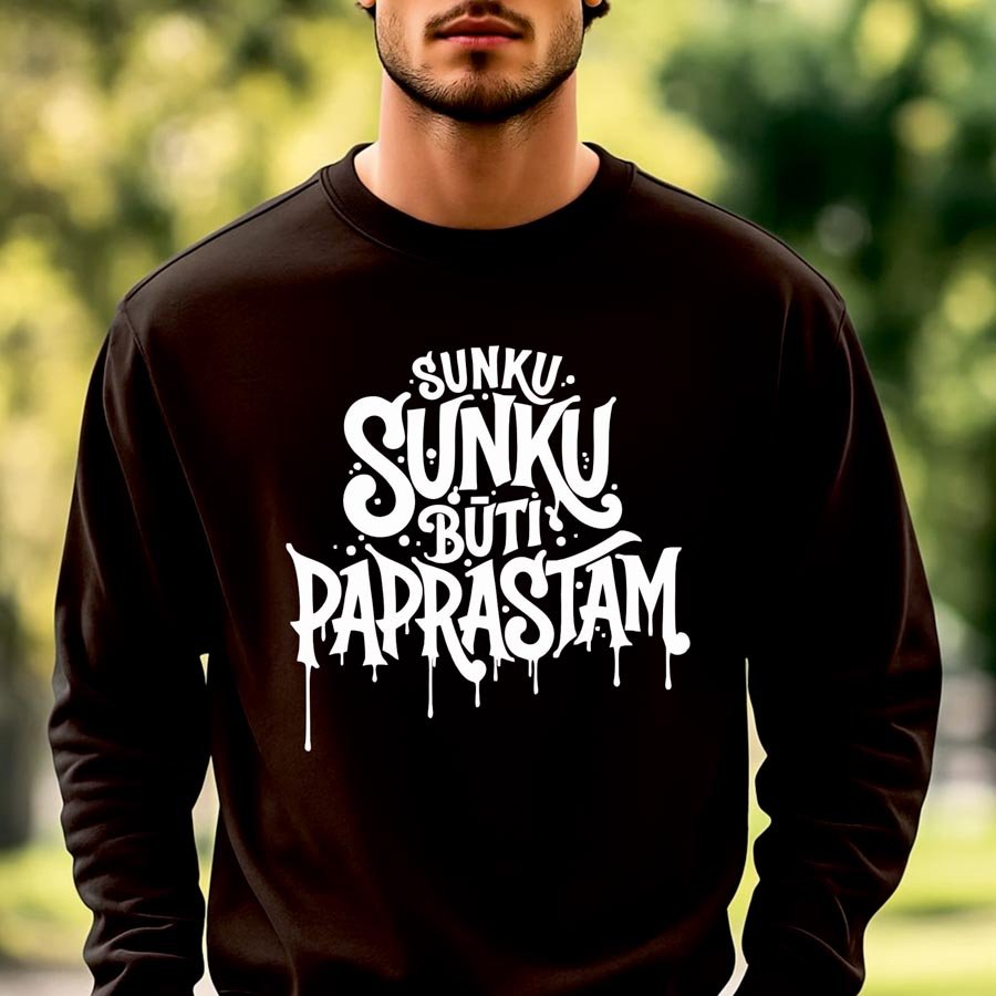 Juodos spalvos džemperis Sunku būti paprastam