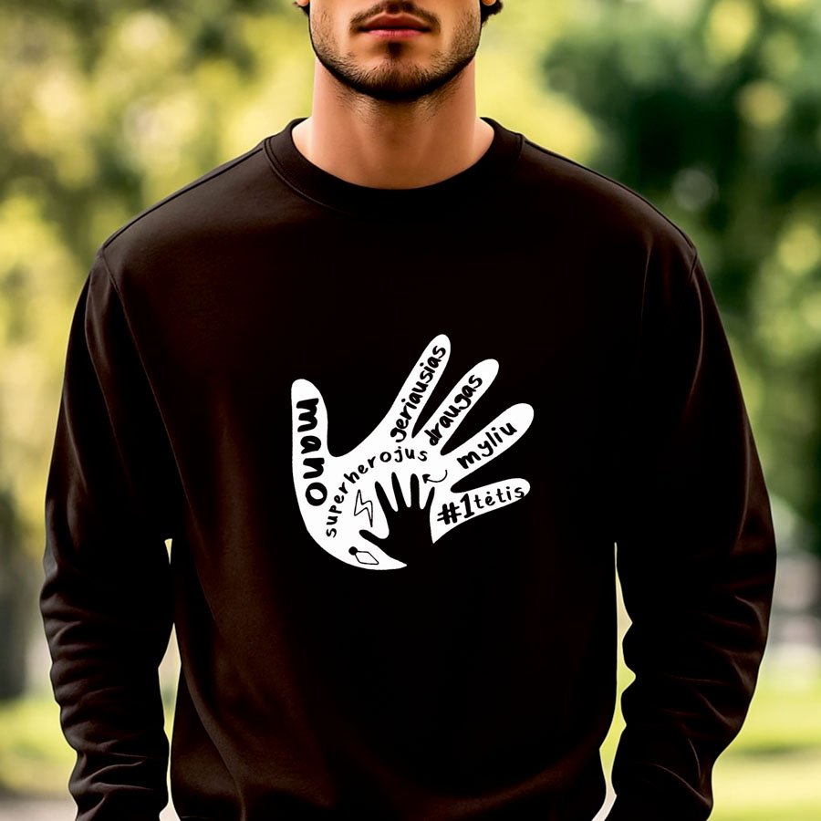 Juodos spalvos džemperis Tėtis delnai