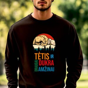 Juodos spalvos džemperis Tėtis ir dukra meilė amžina spalvotas