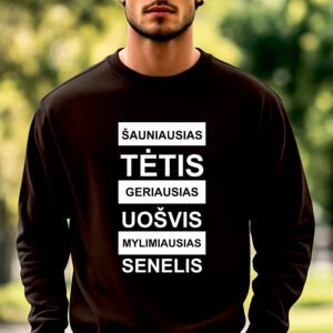 Juodos spalvos džemperis Šauniausias Tėtis Uošvis Senelis