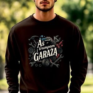 Juodos spalvos džemperis Aš trumpam į garažą naujas dizainas