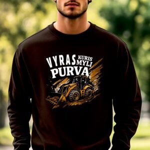 Juodos spalvos džemperis Vyras kuris myli purvą